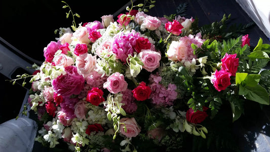 Casket Cover - Pink & Red Roses
