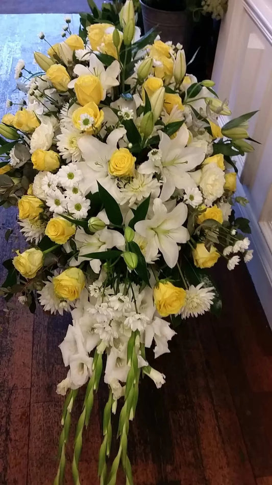 Yellow White Casket Cover